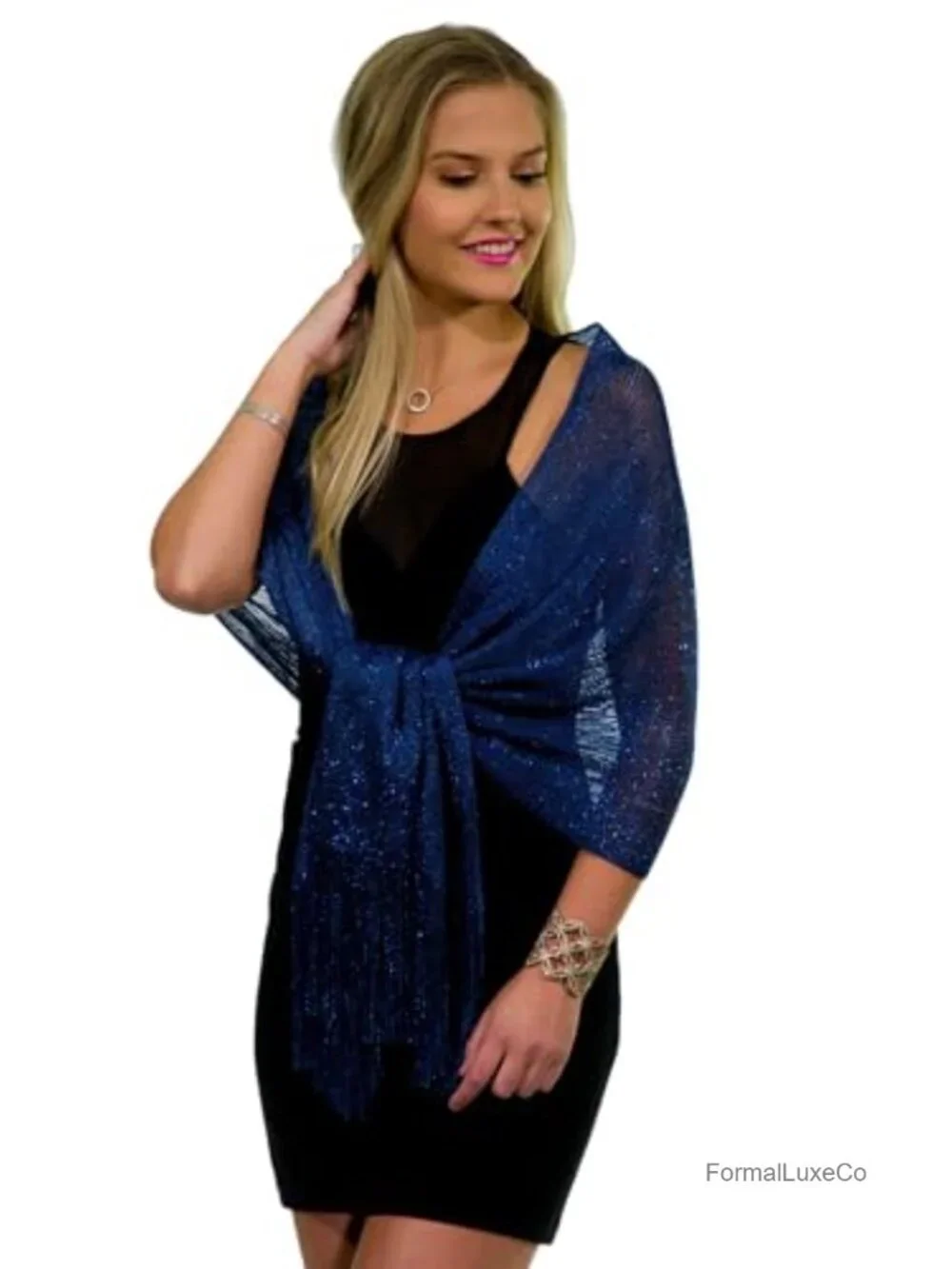 Metallic Glitter Shawl Wrap for Women - Lightweight Polyester Pashmina Evening